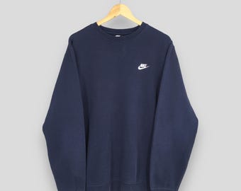 Vintage Y2K Nike Swoosh Blue Sweatshirt XLarge Nike Swoosh Embroidered Logo Crewneck Nike Oversized Pullover Nike Sportswear Jumper Size XL
