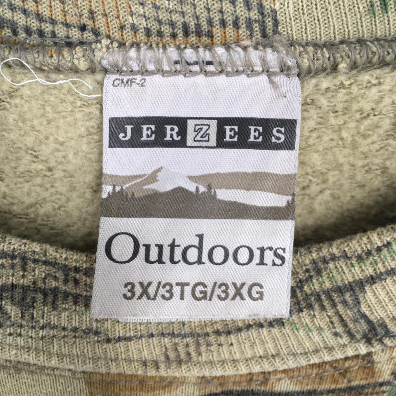 Vintage 90s Jerzees Outdoors Mossy Oak Camo Sweatshirt 3XLarge Camouflage Real Tree Hunting Crewneck Mossy Oak Forest Printed Sweater 3XL image 5