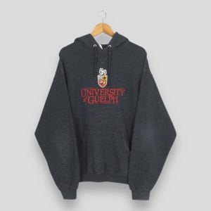 Vintage University of Guelph Hoodie Sweatshirt Large Guelph University Embroidery Logo Pullover Guelph Ontario Canada Jumper Sweater Size L