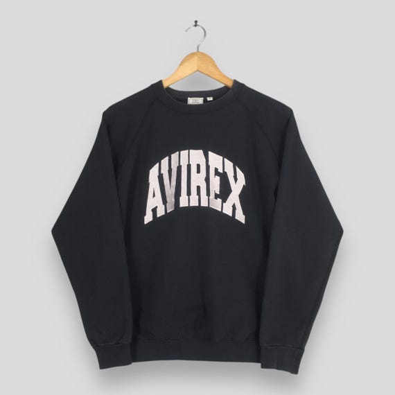 Avirex, Vintage 90s Avirex Usa Classic Black Sweatshirt Medium Avirex Embroidery Spell Out Pullover Military Usaf Jumper Army Force Sweater Size M