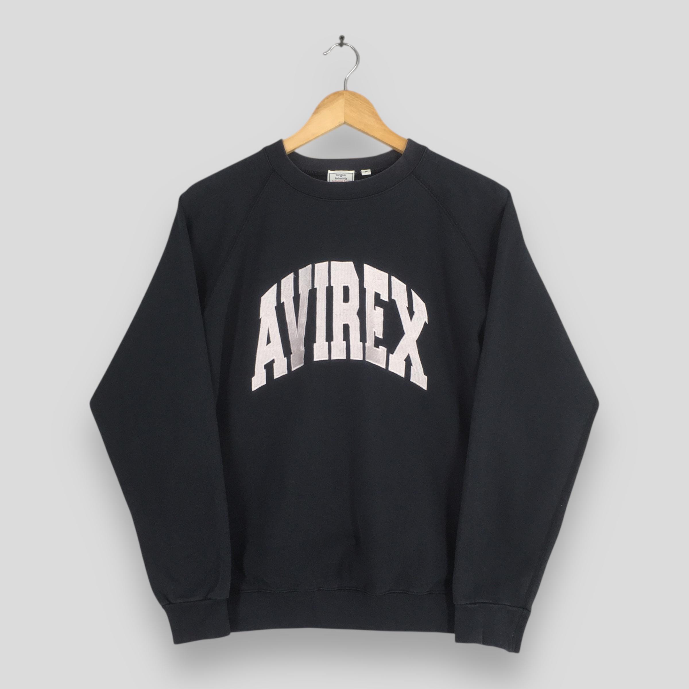 Avirex, Vintage 90s Avirex Usa Classic Black Sweatshirt Medium Avirex Embroidery Spell Out Pullover Military Usaf Jumper Army Force Sweater Size M