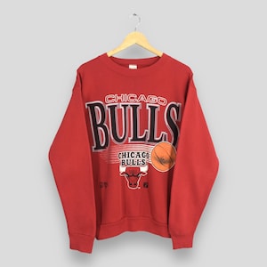 Vintage 90s Chicago Bulls NBA Red Sweatshirt Large National Basketball League Pullover Jordan Bulls Printed Crewneck Chicago Sweater Size L