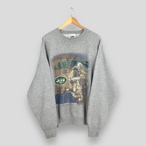 Vintage New York Jets NFL Rugby Sweatshirt 2XLarge Jet National Football Team Jumper New York Jets Printed Pullover NY Jets Lee Sweater 2XL