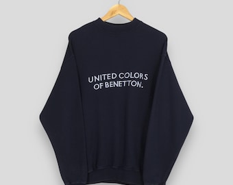 Vintage United Colors Of Benetton Blue Sweatshirt Small UCB United Colors Benetton Racing F1 Jumper Benetton Embroidery Spell Out Sweater S