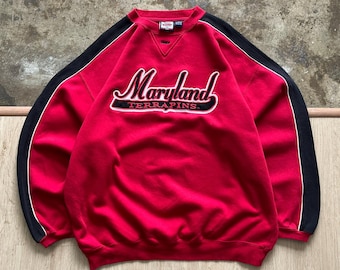 Sudadera vintage de fútbol americano de los Maryland Terrapins, talla XL, UMD Maryland Terrapins University, jersey bordado, suéter de la Universidad de Maryland, XL