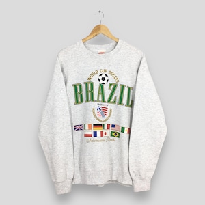 Vintage 90s FIFA World Cup USA Sweatshirt Large 1994 World Cup Brazil Champion Crewneck Fifa World Cup Soccer Jumper Football Sweater Size L