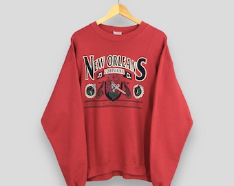 Vintage New Orleans Louisiana Sweatshirt XLarge Musical Instruments Graphics Printed Pullover Louisiana Jumper Louisiana State Sweater XL