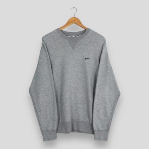 Vintage Y2K Nike Swoosh Grey Sweatshirt Large Nike Swoosh Embroidered Jumper Nike Sportswear Pullover Nike Oversized Sweater Size L