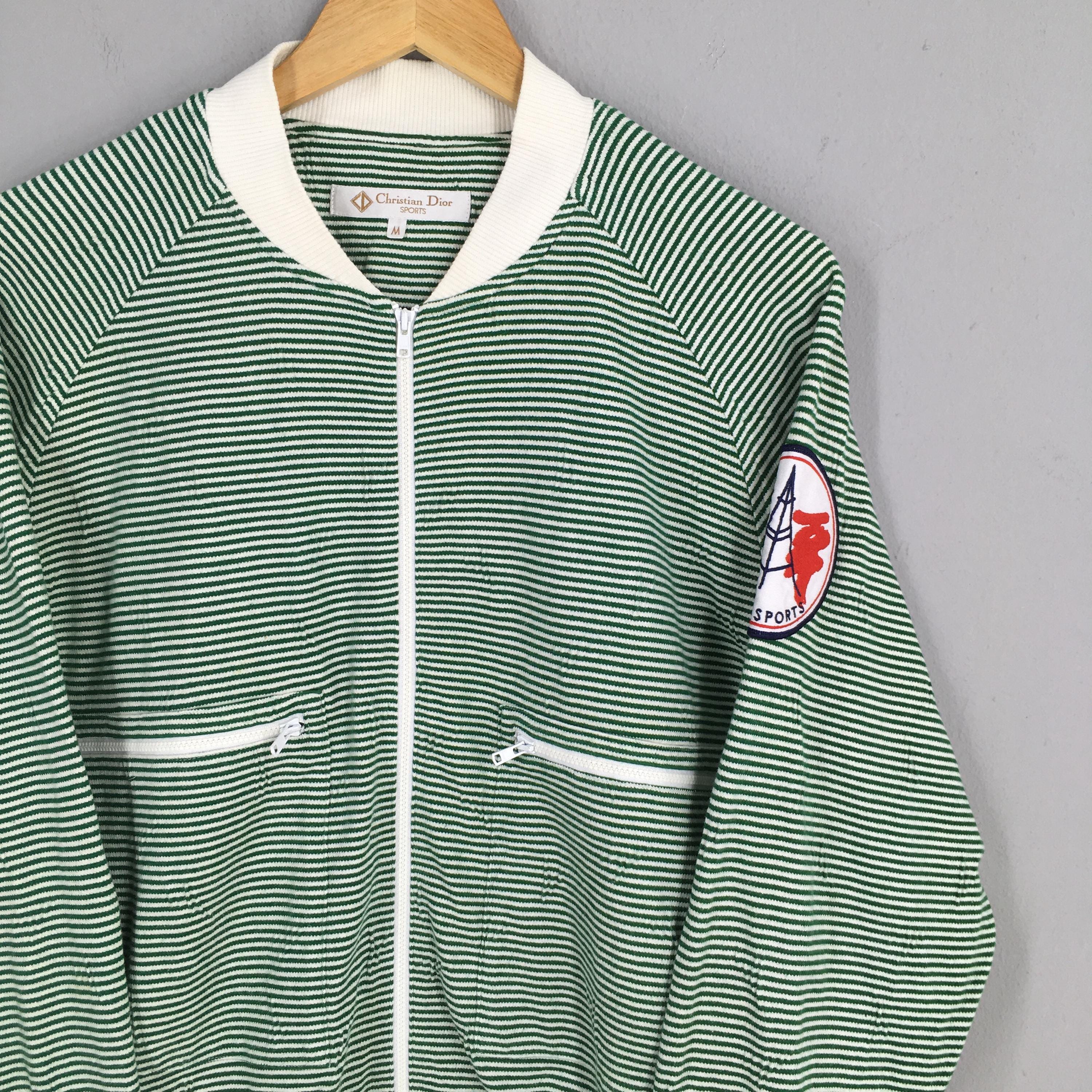 Vintage 1990s Christian Dior Sports Green Striped Zipper