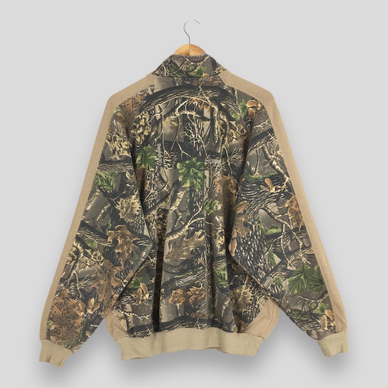 Vintage Cabelas Mossy Oak Camo Sweatshirt XLarge Outdoor Camouflage Real Tree Hunting Crewneck Mossy Printed Forest Leaf Military Sweater XL image 6