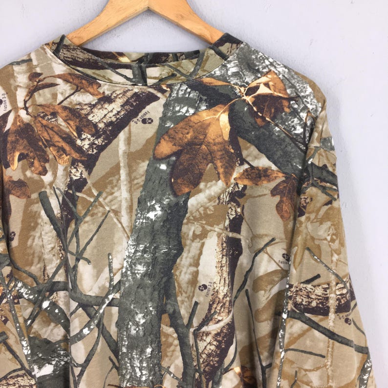 Vintage Outfitter Ridge Mossy Oak Camo Sweatshirt XLarge Outdoor Camouflage Real Tree Hunting Crewneck Mossy Oak Forest Jumper Sweater XL image 2
