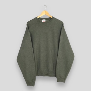 Vintage 80s Wilson Sportswear Sweatshirt Large Wilson Pullover Wilson Equipment Jumper Wilson Plain Green Olive Minimalist Sweater Size L