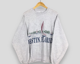 Sudadera vintage de Destin, Florida, con diseño de yate y vela, talla mediana, con vista a la playa y al sol, de Florida, Miami Beach, talla M