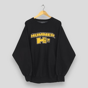 Vintage 90s H2 Hummer Heavy Black Sweatshirt Large Hummer H2 Embroidered Spell Out Crewneck Hummer Truck Offroad Car Lover Sweater Size L