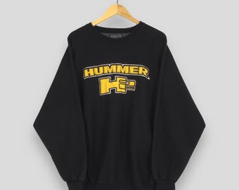 Vintage 90s H2 Hummer Heavy Black Sweatshirt Large Hummer H2 Embroidered Spell Out Crewneck Hummer Truck Offroad Car Lover Sweater Size L