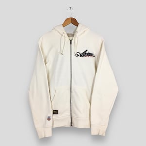 Sudadera con capucha y cremallera blanca vintage Avirex USA, talla grande, con bordado de la bandera estadounidense, suéter militar de la USAF (Fuerza Aérea de EE. UU.), talla L. imagen 1