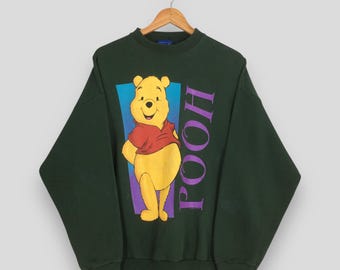 Vintage Winnie The Pooh Green Sweatshirt XLarge Pooh Bear Cartoon Walt Disney Pullover Pooh Disneyland Crewneck Pooh Loves Honey Jumper XL