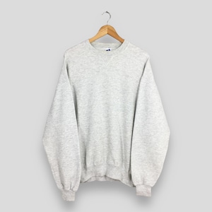 Vintage 90s Russell Athletic Grey Plain Sweatshirt XLarge Russell Athletic Cozy Crewneck College Jumper Russell Blanks Baggy Sweater Size XL