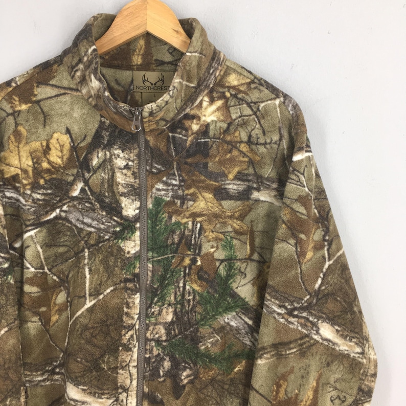 Bluza polarowa Northcrest Mossy Oak Camouflage z zamkiem błyskawicznym, duża, myśliwska, outdoorowa, z nadrukiem prawdziwego drzewa, kurtka moro, rozmiar L zdjęcie 2