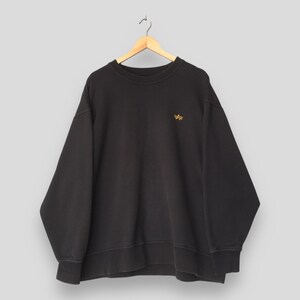 Vintage 90s Alpha Industries Black Sweatshirt 3XLarge Alpha Industries Embroidered Logo Crewneck Military Usaf Jumper Army Force Sweater 3XL