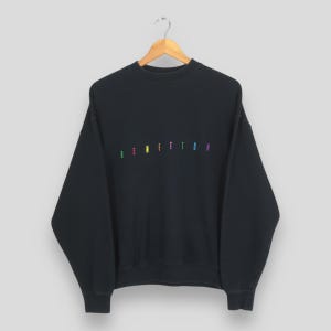 Vintage United Colors Of Benetton Black Sweatshirt Medium UCB United Color Benetton Racing F1 Jumper Benetton Embroidery Spell Out Sweater M