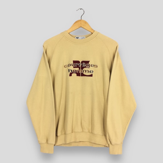 Courrèges, Vintage Courreges Homme Paris Sweatshirt Medium Courreges Designer Embroidery Big Logo Pullover Courreges Streetwear Jumper Sweater Size M
