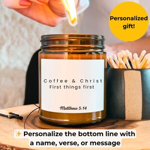 Personalized Christian Faith Candle Gift, Housewarming Gift Basket, Scripture Candle Inspirational Bible Verse Gifts Care Package For Her