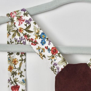 Ivory and Vibrant Floral Suspenders with Burgundy Leather Patch