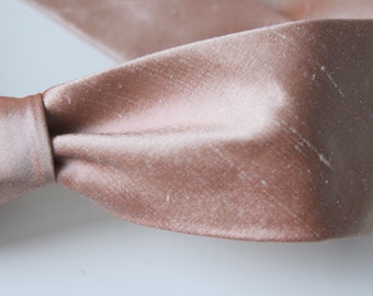 Rosé Blush Smooth Raw Dupioni Silk Necktie