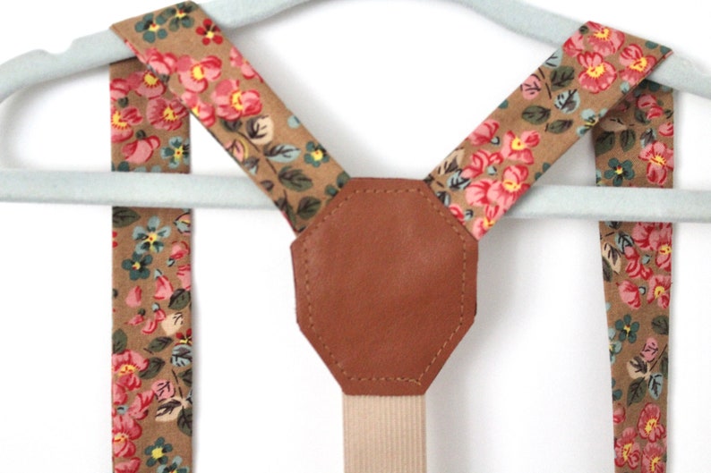 Taupe and Floral Suspenders image 4
