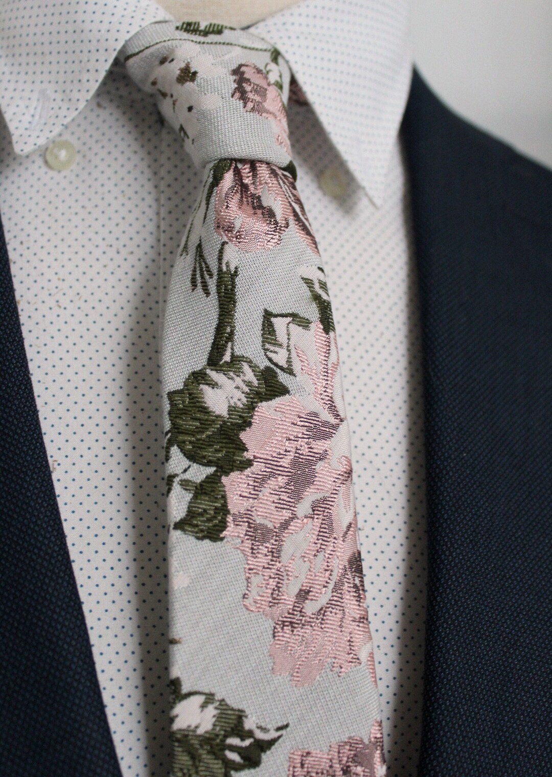 blush and grey tie