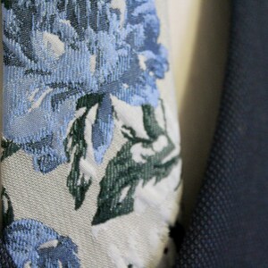 Dusty Blue and Gray Floral Jacquard Neck Tie image 4