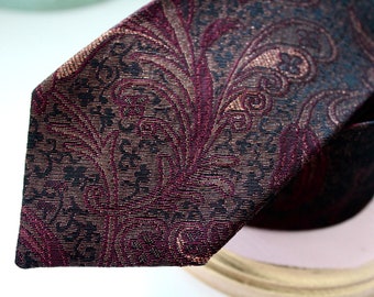 Burgundy and Rose Gold Jacquard Necktie