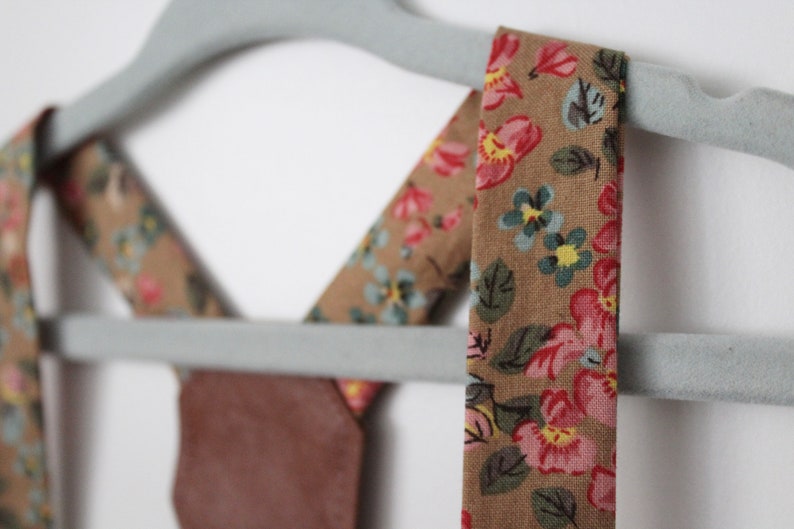 Taupe and Floral Suspenders image 5