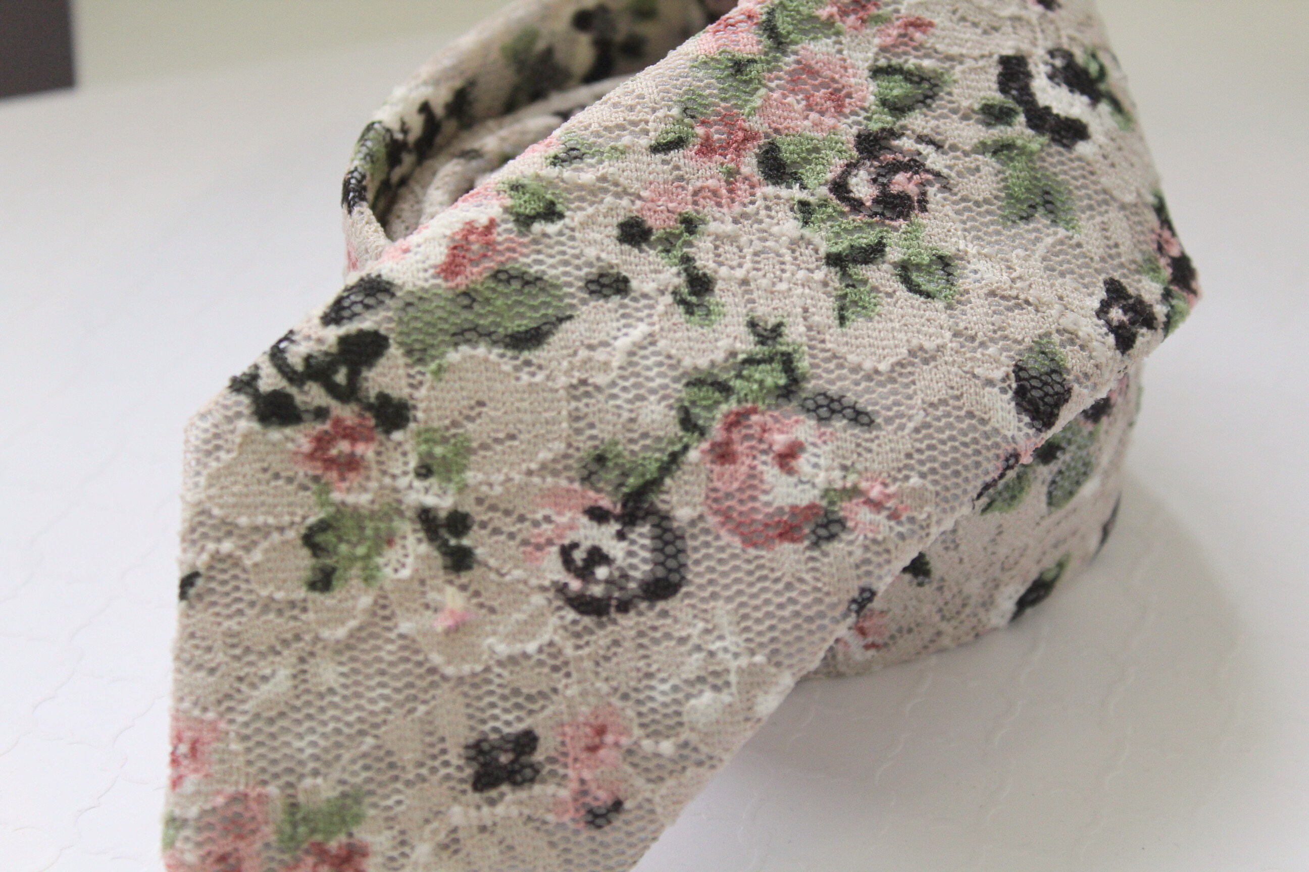 Soft Gray and Blush Floral Lace Necktie Etsy