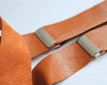 Tirantes de cuero - Cuero crudo color caramelo - Hechos a mano