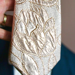 Rose Gold Shimmer Floral Petal Jacquard Necktie | Weddings | Bridal Fashion | Luxury | Limited Edition