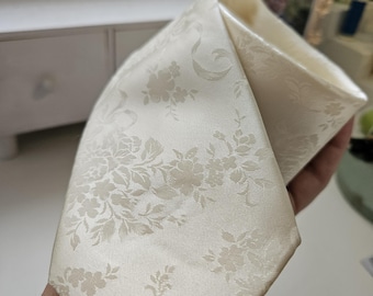 Ivory Silk Champagne Floral Tone on Tone Neck Tie