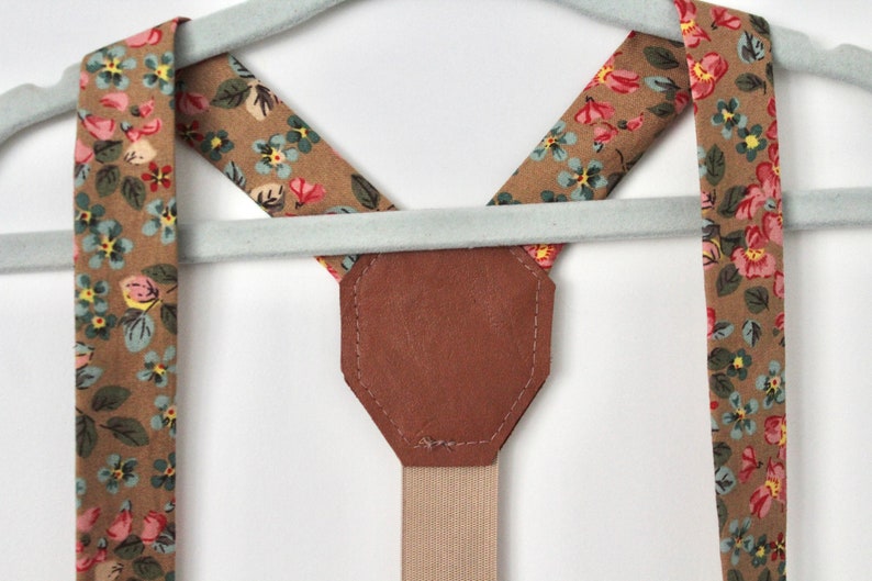 Taupe and Floral Suspenders image 7