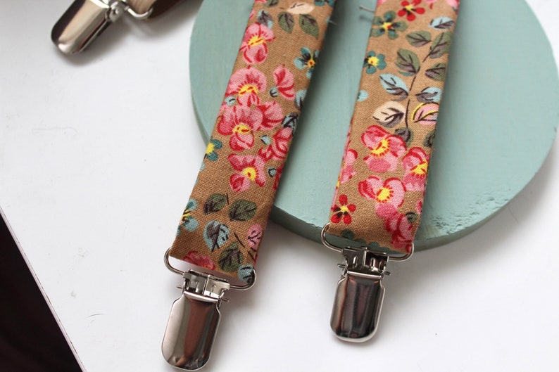 Taupe and Floral Suspenders image 3