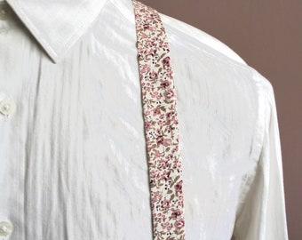 Ivory, Dusty Pink and Burgundy Dot Floral Suspenders