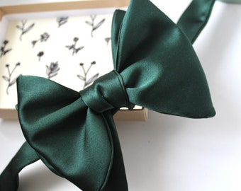 Forest Green Pure Silk Oversized Self Tying Bowtie