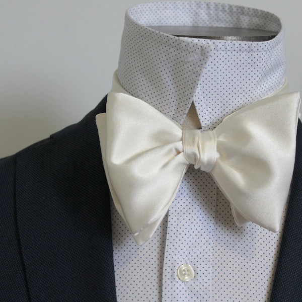 Ivory Pure Silk Oversized Self Tying Bowtie