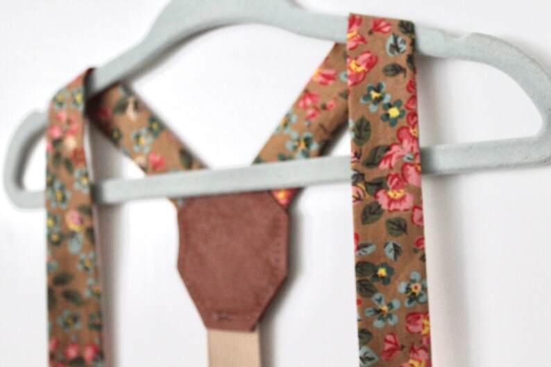 Taupe and Floral Suspenders image 6