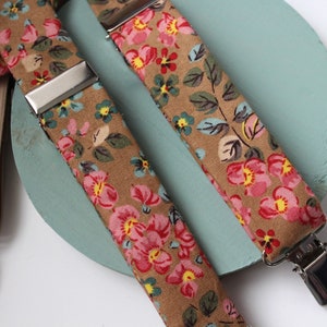 Taupe and Floral Suspenders image 1