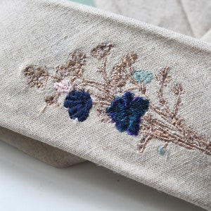 Wheat Linen Necktie with Meadow Floral Embroidery-Choose your Own Floral Colours image 5