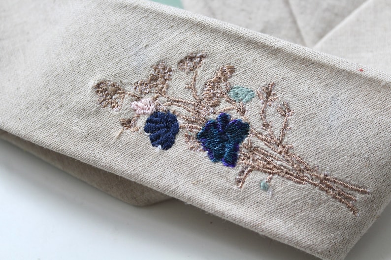 Wheat Linen Necktie with Meadow Floral Embroidery-Choose your Own Floral Colours image 5