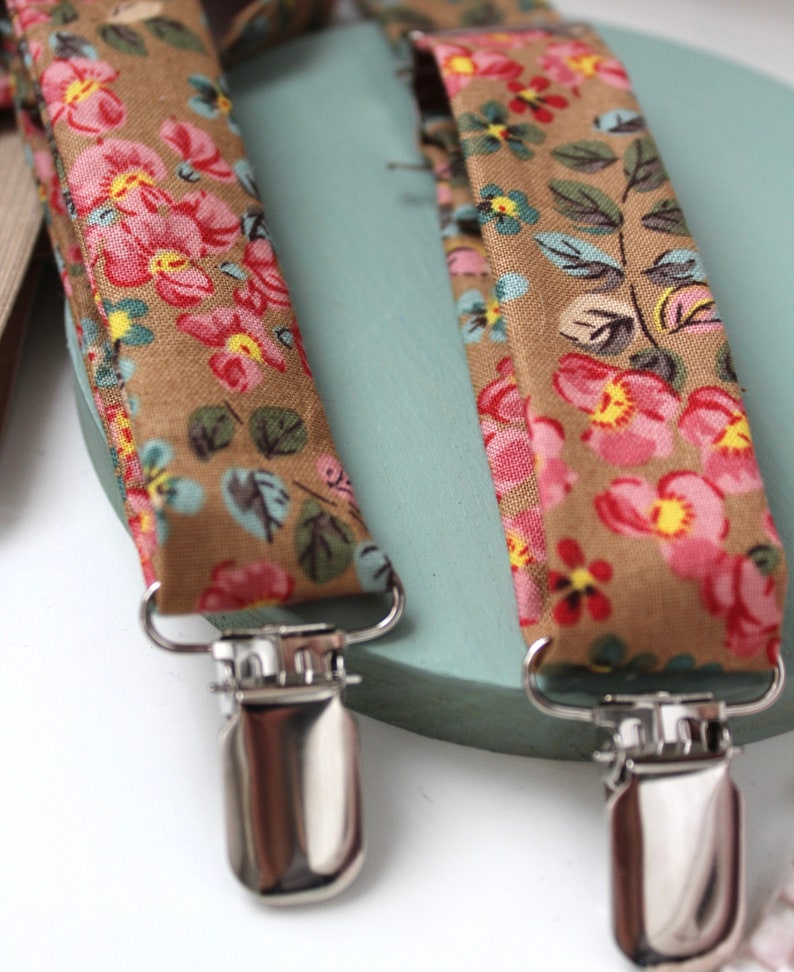 Taupe and Floral Suspenders image 2