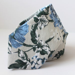 Dusty Blue and Gray Floral Jacquard Neck Tie image 2