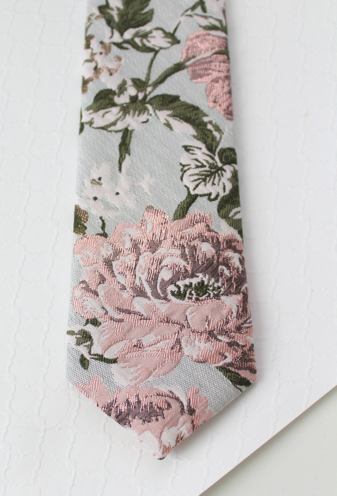 blush and grey tie